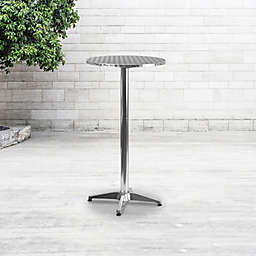 Flash Furniture 23.25-Inch Round Folding Bar Table in Aluminum