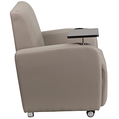 Flash Furniture 35-Inch Guest Wheeled Leather Chair in Grey. View a larger version of this product image.