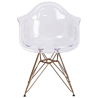 Flash Furniture Transparent Dining Side Chair With Gold Frame for sale online 