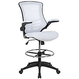 Flash Furniture Mid-Back Mesh Drafting Chair in White