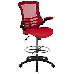 Flash Furniture Mid-Back Mesh Drafting Chair in Red