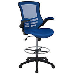 Flash Furniture Mid-Back Mesh Drafting Chair in Blue