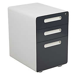Flash Furniture Ergonomic 3-Drawer Filing Cabinet in White/Charcoal