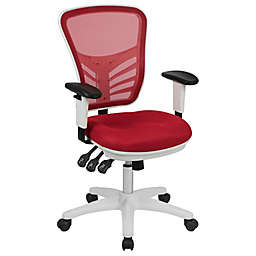 Flash Furniture Mid-Back Mesh Swivel Office Chair in Red/White