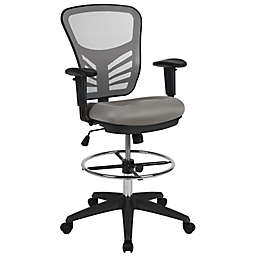 Flash Furniture Plastic Mesh Mid-Back Drafting Chair in Grey/Black