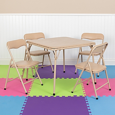 Flash Furniture 5-Piece Kids Folding Table and Chair Set in Tan. View a larger version of this product image.