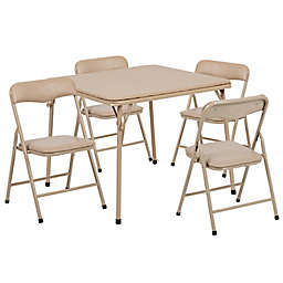 Flash Furniture 5-Piece Kids Folding Table and Chair Set in Tan