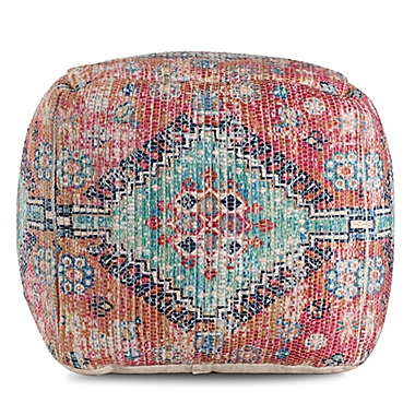 Anji Mountain Hopi Hapi Pouf in Red/Green. View a larger version of this product image.