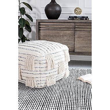 Anji Mountain Graduation Pouf in Beige/Grey. View a larger version of this product image.