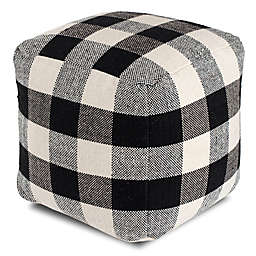 Anji Mountain Chinese Checkers Pouf in Ivory/Black