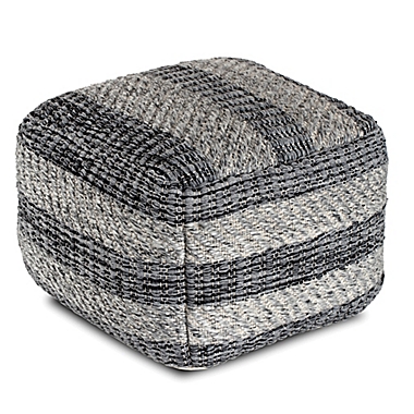 Anji Mountain I Got Stripes Pouf in Grey. View a larger version of this product image.