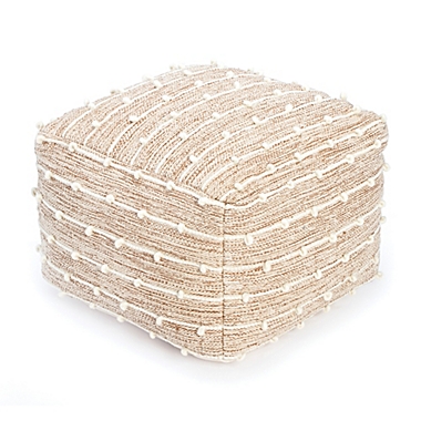 Anji Mountain Penelope Pouf in Brown/Ivory. View a larger version of this product image.