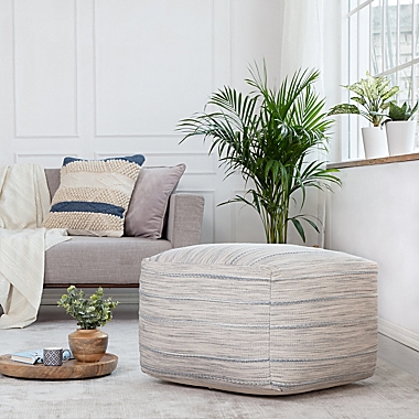 Anji Mountain Joya Pouf in Grey/Ivory. View a larger version of this product image.