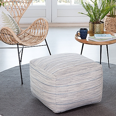 Anji Mountain Joya Pouf in Grey/Ivory. View a larger version of this product image.