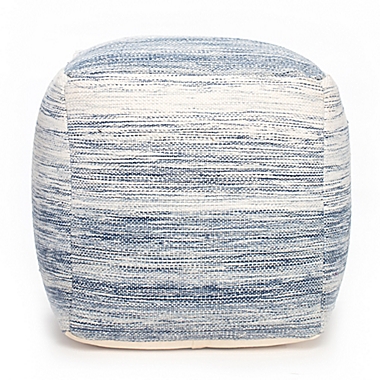 Anji Mountain Bar Harbor Pouf in Blue/Ivory. View a larger version of this product image.