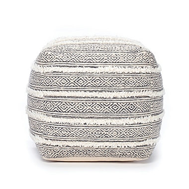 Anji Mountain Taos Pouf in Grey/Ivory. View a larger version of this product image.