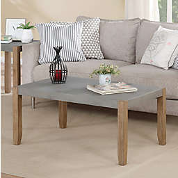 Alaterre Newport 36-Inch Faux Concrete and Wood Coffee Table