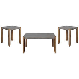 Alaterre Furniture Newport 3-Piece Faux Concrete Coffee and End Tables Set in Grey