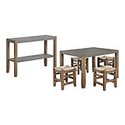 Newport 6-Piece Wood and Faux Concrete Dining Set with Buffet Table