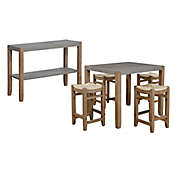 Newport 6-Piece Wood and Faux Concrete Counter-Height Dining Set with Buffet Table