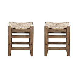 Alaterre Furniture Newport Rush Seat Counter Stool in Natural (Set of 2)