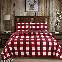 Cottage Plaid 3-Piece Reversible Full/Queen Quilt Set in Red
