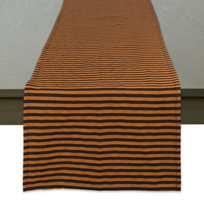 Witchy Stripe 108-Inch Halloween Table Runner in Orange/Black