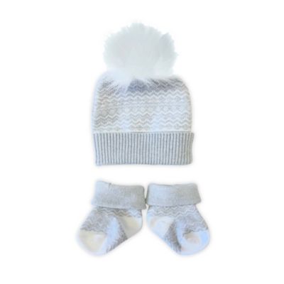 NYGB&trade; Newborn 2-Piece Fair Isle Hat and Bootie Set in Cloud