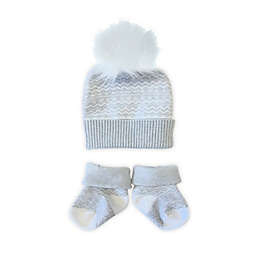 NYGB™ Newborn 2-Piece Fair Isle Hat and Bootie Set in Cloud