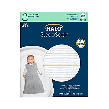 HALO&reg; SleepSack&reg; Medium Stripe Fleece Wearable Blanket in Grey. View a larger version of this product image.