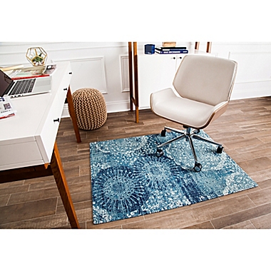 Anji Mountain&reg; Maldives Handcrafted 0.25&quot; Rug&#39;d Chair Mat in Blue/Ivory. View a larger version of this product image.