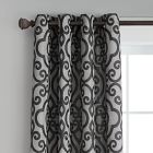 Alternate image 1 for Casual Luxe Talya Scroll 84-Inch Grommet Room Darkening Curtain Panel in Pewter (Single)