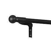 Smart Rods 48 to 120-Inch Easy Install Adjustable Café Window Rod with Ball Finials in Black