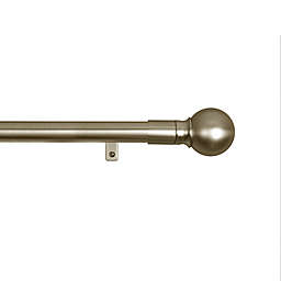 Smart Rods 18 to 48-Inch Easy Install Adjustable Drapery Rod with Ball Finials in Antique Brass