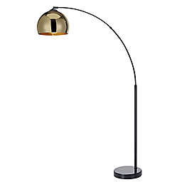 Versanora Arquer Medium Arc Floor Lamp in Black with Gold Shade