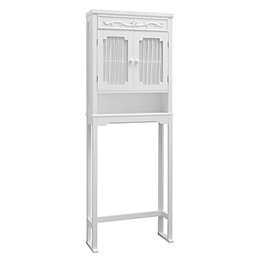 Teamson Home Lisbon Wooden Space Saver with Drapery-Lined Doors in White. View a larger version of this product image.