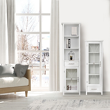 Teamson Home Delaney Wooden Linen Cabinet with Storage in White. View a larger version of this product image.