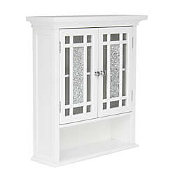 Teamson Home Windsor Removable Wooden Wall Cabinet with Glass Mosaic Doors in White