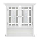 Alternate image 3 for Teamson Home Windsor Removable Wooden Wall Cabinet with Glass Mosaic Doors in White