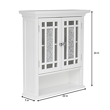 Teamson Home Windsor Removable Wooden Wall Cabinet with Glass Mosaic Doors in White. View a larger version of this product image.