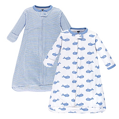 Hudson Baby&reg; 2-Pack Whale Long Sleeve Sleeping Bag in Blue. View a larger version of this product image.