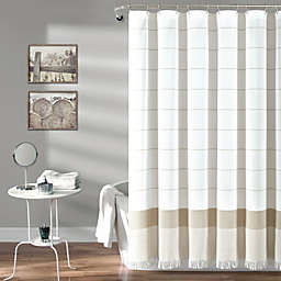 Lush Decor Yarn Dyed Striped Shower Curtain with Tassel Fringe