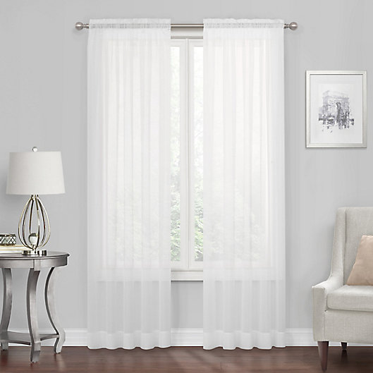 Alternate image 1 for Regal Home Collections Voile 63-Inch Rod Pocket Window Curtain Panel in White (Single)