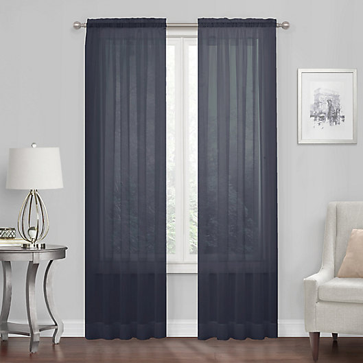 Alternate image 1 for Regal Home Collections Voile 72-Inch Rod Pocket Window Curtain Panel in Navy (Single)