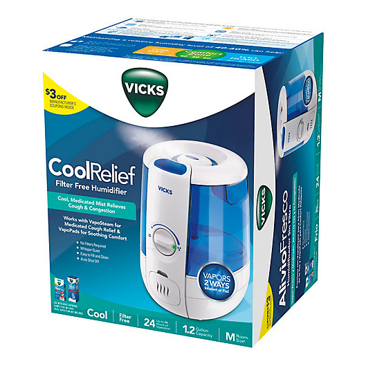 Alternate image 1 for Vicks® Ultrasonic CoolRelief Filter-Free Humidifier + VapoSteam