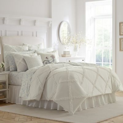 Laura Ashley&reg; Adelina Ruffle White Full/Queen Comforter Set