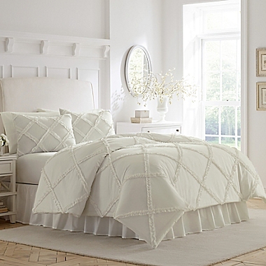 Laura Ashley&reg; Adelina Ruffle White Twin Duvet Set. View a larger version of this product image.