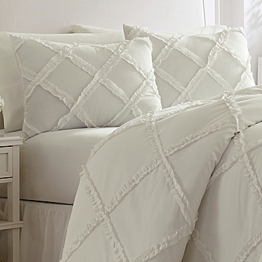 Laura Ashley&reg; Adelina Ruffle White King Duvet Set. View a larger version of this product image.