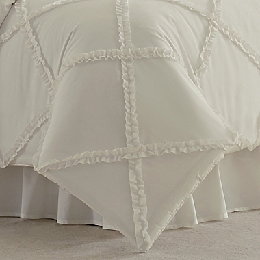 Laura Ashley&reg; Adelina Ruffle White Twin Duvet Set. View a larger version of this product image.