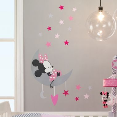 Lambs &amp; Ivy&reg; Minnie Mouse Celestial Wall Decal Set in Pink/Grey. View a larger version of this product image.